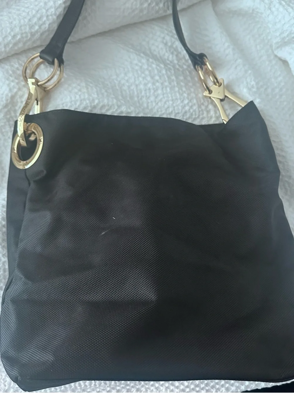 JPK Paris 75 Black Nylon Shoulder Bag Gold Hardware